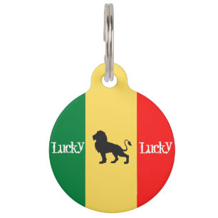 Cute Personalised Green Yellow Red Rasta Reggae Pet Tag