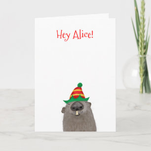 Cute personalised groundhog Christmas card