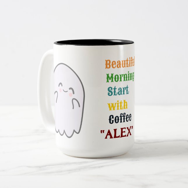 Cute Personalised Halloween Ghost Mug (Front Left)