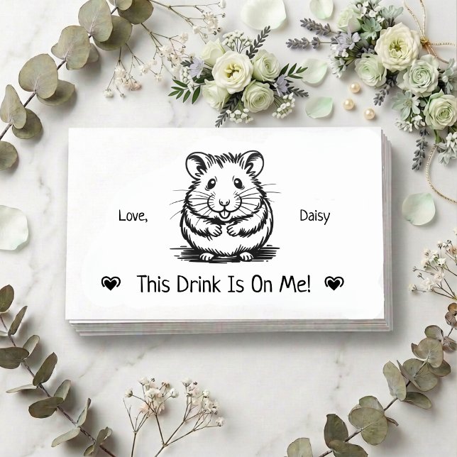 Cute Personalised Hamster Wedding Drink Ticket Enclosure Card (Creator Uploaded)