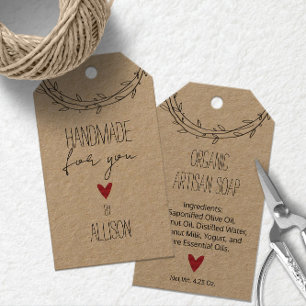 🎁 Cute & Personalised "Handmade For You" Kraft Gift Tags