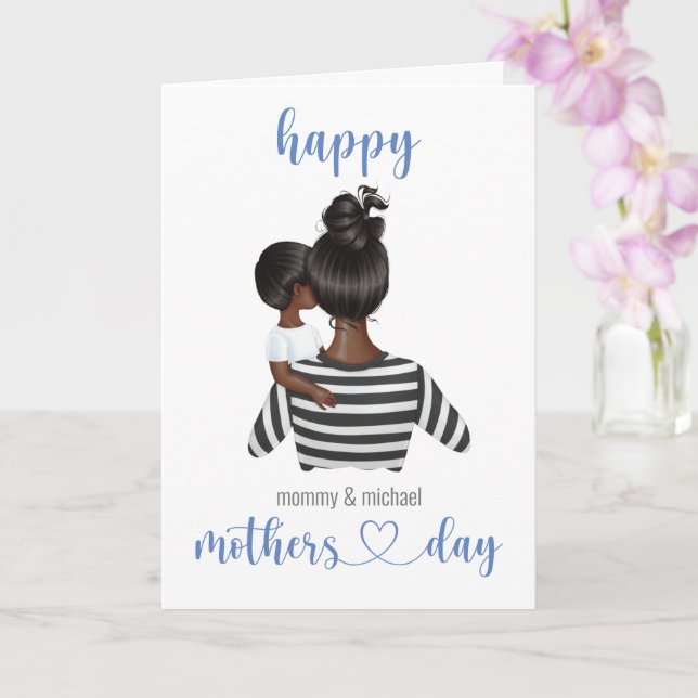Cute Personalised Happy Mothers Day From Son Card (Orchid)