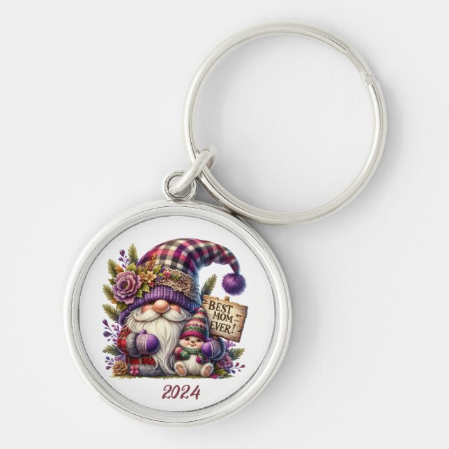 Cute Personalised Happy Mother's Day/ Gnome Key Ring (Front)