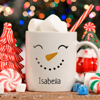 Cute Personalised Happy Snowman Christmas Mug