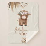 Cute Personalised Highland Cow Baby Blanket<br><div class="desc">Introducing this adorable and charming personalised Highland Cow Baby Blanket, the perfect addition to your little one's nursery! This blanket features an adorable Highland Cow design that is sure to melt hearts, and can be personalised with your baby's name for a special touch. Our blankets are not only practical but...</div>