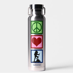 Cute Personalised Hiker Peace Love Hiking Water Bottle
