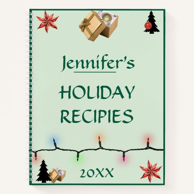 Cute Personalised Holiday Recipies Notebook (Front)