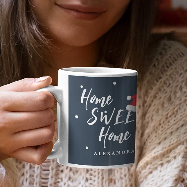 Cute personalised home sweet home script Christmas Coffee Mug (Creator Uploaded)