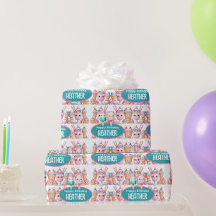 Cute Personalised IcePop Summer Birthday Girls Wrapping Paper