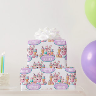 Cute Personalised IcePop Summer Birthday Girls Wrapping Paper