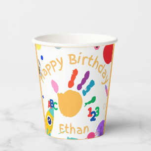 Cute Personalised Kid's ABC Hand Paint 123 HB Paper Cups