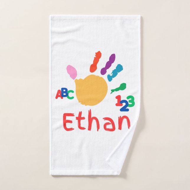Cute Personalised Kid's ABC Hand Paint 123 Towel (Hand Towel)