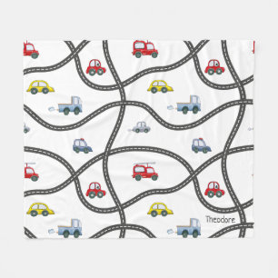 Cute Personalised Kids Car Fleece Blanket