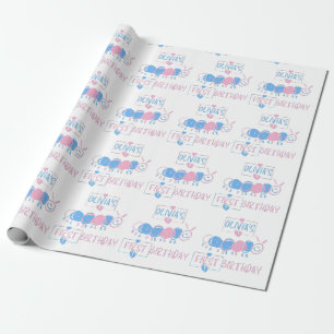 Cute Personalised Kids Doodle Worm Draw Birthday Wrapping Paper