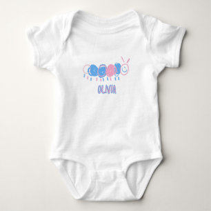 Cute Personalised Kids Doodle Worm Drawing Baby Bodysuit