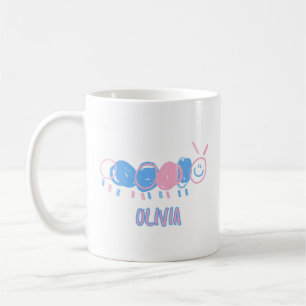 Cute Personalised Kids Doodle Worm Drawing Coffee Mug