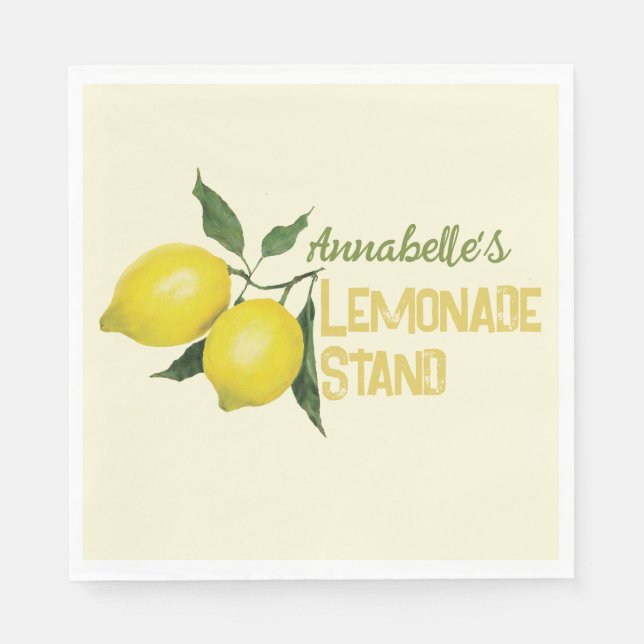 Cute Personalised Kids Lemonade Stand  Napkin (Front)