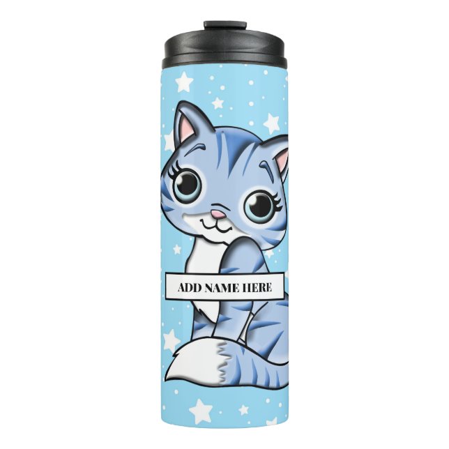 Cute Personalised Kitten Thermal Tumbler (Front)