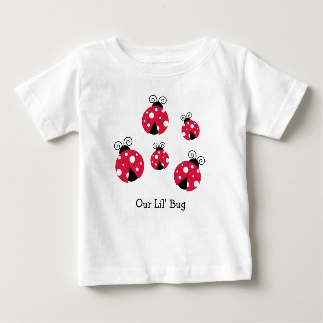 Cute Personalised Ladybug Baby T-Shirt (Front)