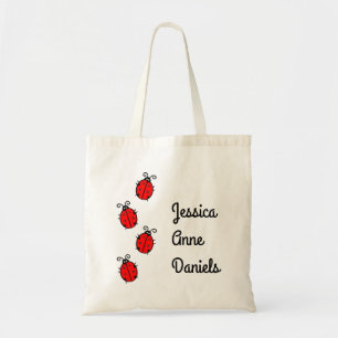 Cute personalised ladybug tote bag