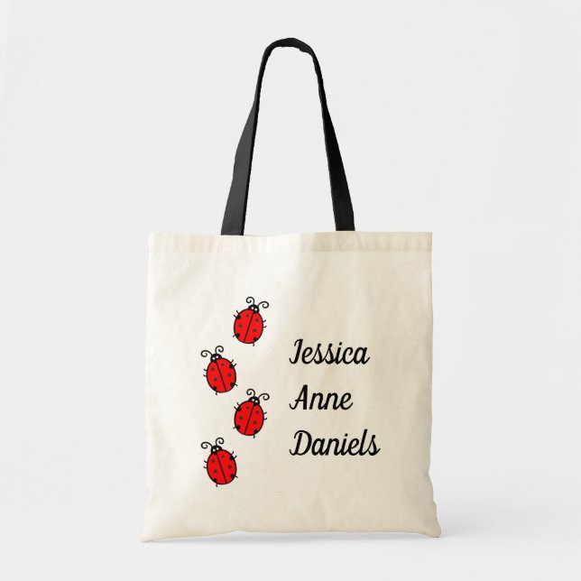 Cute personalised ladybug tote bag (Front)