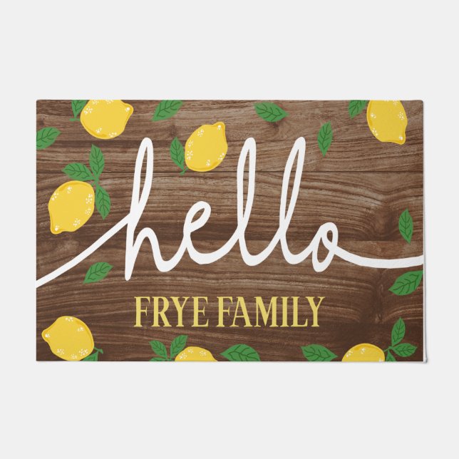 Cute Personalised Lemons Mat,Hello Lemon Doormat (Front)