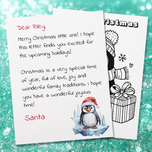 Cute Personalised Letter from Santa Colouring Page (Creator Uploaded)
