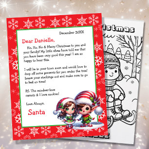 Cute Personalised Letter from Santa Colouring Page