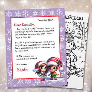 Cute Personalised Letter from Santa Colouring Page
