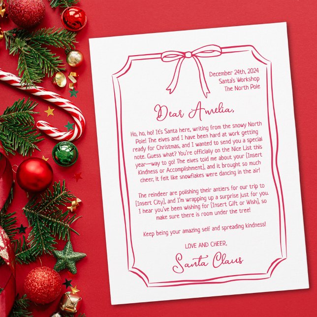 Cute Personalised Letter from Santa Kids Christmas Holiday Card (Creator Uploaded)