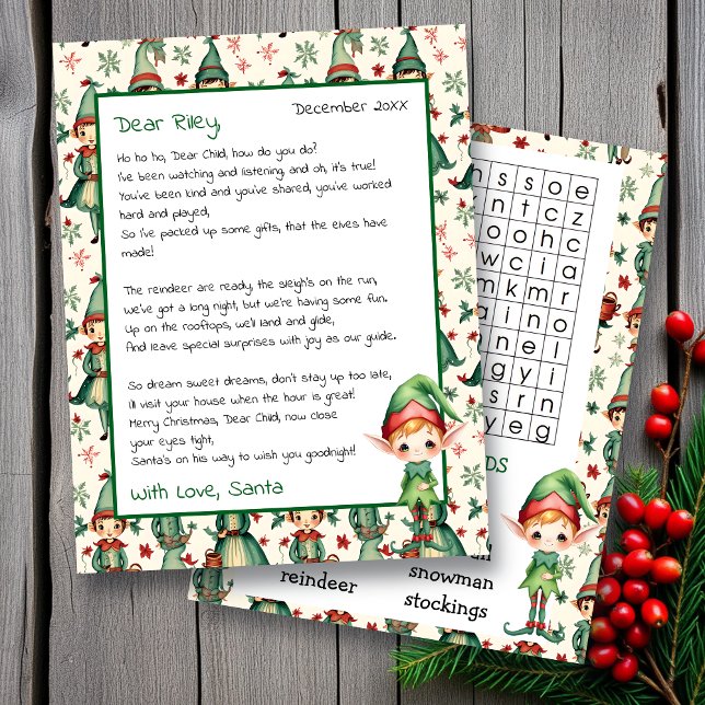 Cute Personalised Letter from Santa | Word Search (Creator Uploaded)