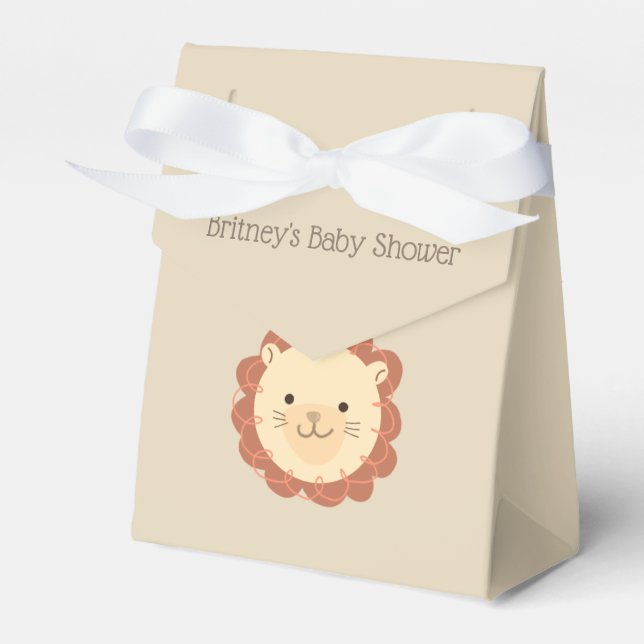 Cute Personalised Lion Baby Shower Favour Box (Front Side)