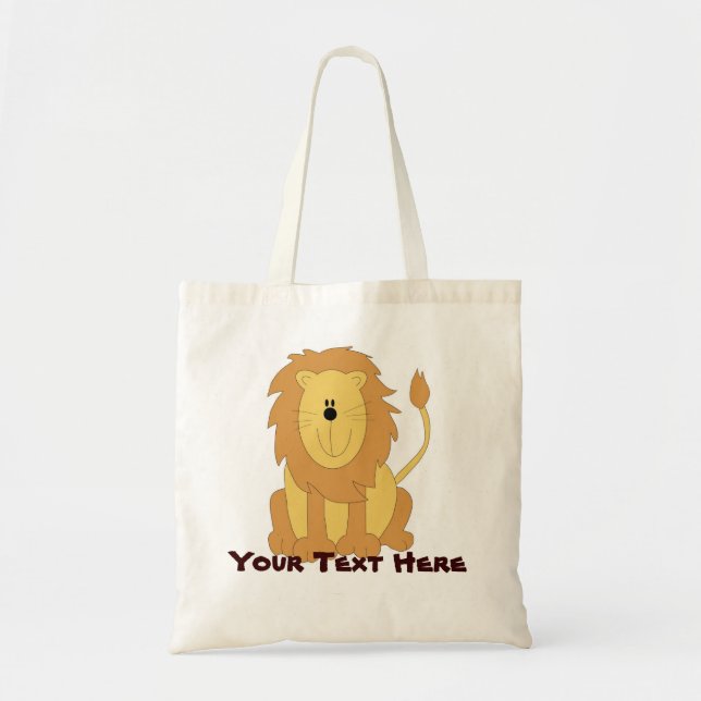 Cute Personalised Lion Tote Bag (Front)