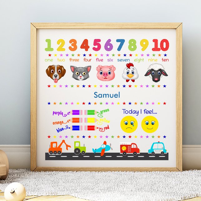 Cute Personalised Little Boy Learning Poster (Creator Uploaded)