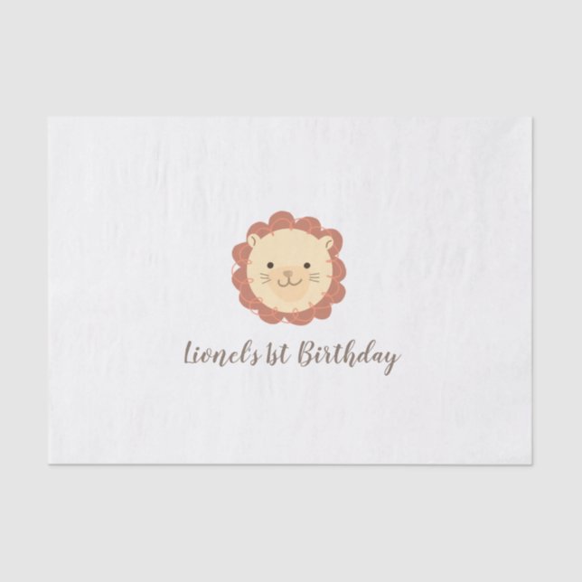 Cute Personalised Little Lion Tissue Paper (Front)