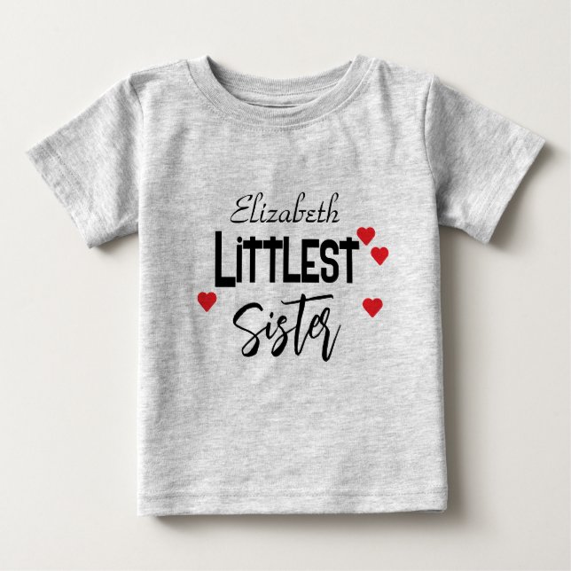Cute personalised Little Sister Baby T-Shirt (Front)