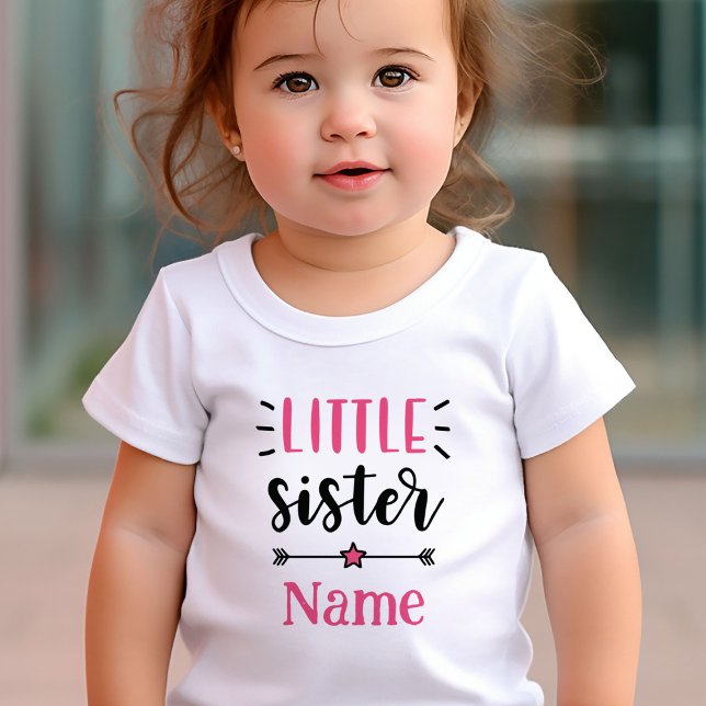 Cute Personalised Little Sister Baby T-Shirt (Cute Personalized Little Sister Baby T-Shirt)
