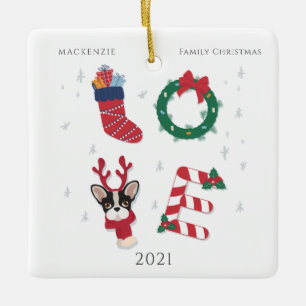 Cute Personalised Love Christmas Family Reunion Ceramic Ornament