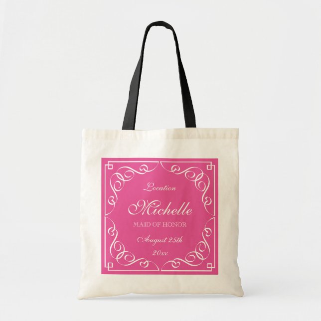 Cute personalised maid of honour wedding tote bags (Front)