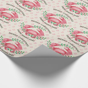 Cute Personalised Maryland Crab Christmas Wrapping Paper
