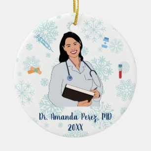 Cute Personalised Medical Doctor Christmas  Ceramic Ornament