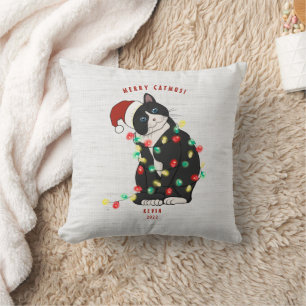 Cute Personalised Merry CatMus Funny Christmas  Cushion