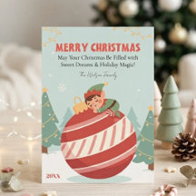 Cute Personalised Merry Christmas Elf Non Photo