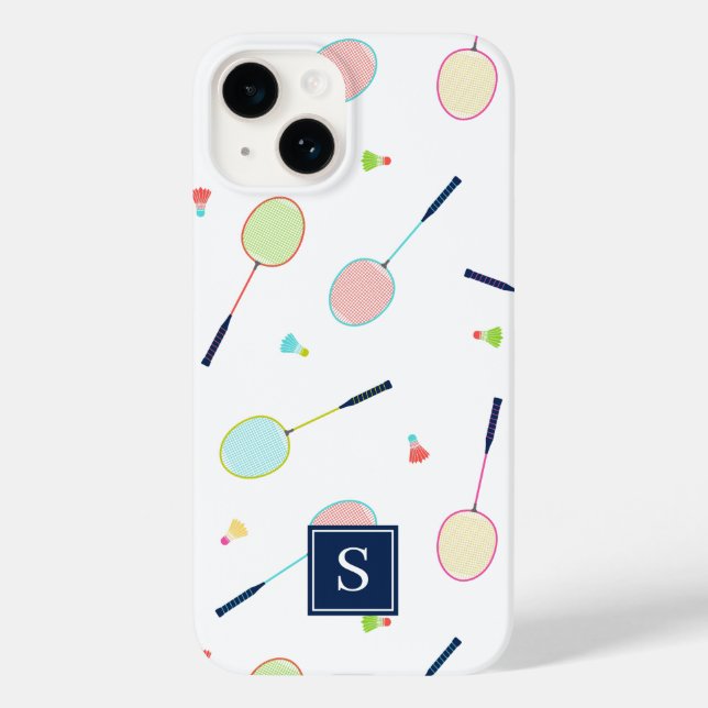 Cute Personalised Monogram Badminton Pattern Case-Mate iPhone Case (Back)