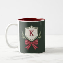 Cute Personalised Monogram Initial Bow Christmas