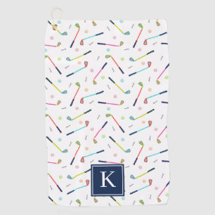 Cute Personalised Monogram Pattern Women Golf Towel