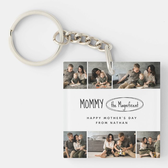 Cute Personalised Mothers Day Family Photo Key Ring (Front)