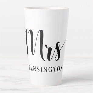 Cute Personalised Mrs Newlywed Typography Latte Mug
