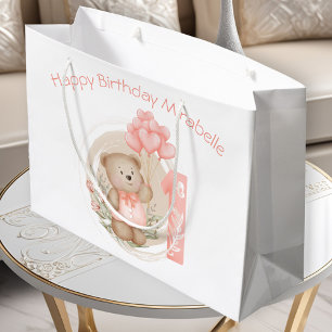 Cute Personalised Name 1st Birthday Girl Gift Bag