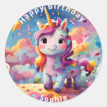 cute personalised name birthday colourful unicorn 